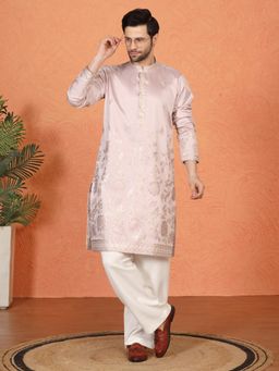Aham-Vayam - Pushp Swarna Embroidered Pink Kurta with Pant