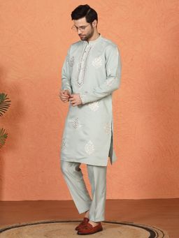 Aham-Vayam - Saaheb Embroidered Green Kurta with Pant