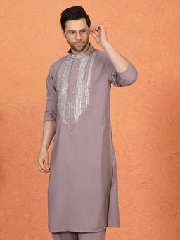 Aham-Vayam - Nawaaz Embroidered Lavender Kurta with Pant