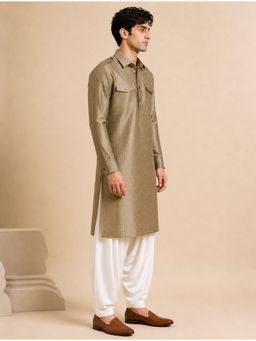 MAYANK MODI - Bemberg Silk Rust Kurta with Salwar