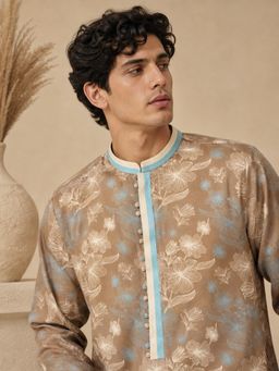 MAYANK MODI - Printed Muslin Blue Kurta with Pant