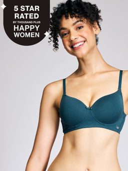 Nykd by Nykaa - Breathe Cotton All Day Comfort Padded Non Wired T-Shirt Bra Nyb198 S Blue