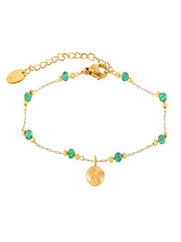 AQUASTREET - Crystal Shell Charm Bracelet for Women Anti-Tarnish Waterproof 18K Gold Plated