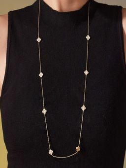 AQUASTREET - Flower Sweater Chain Necklace for Women Anti-Tarnish Waterproof 18K Gold Plated
