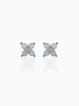 AQUASTREET - Blue Zircon Floral Mini Stud Earrings Silver Plated Anti-Tarnish
