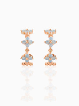 AQUASTREET - Blue Zircon Floral Half-Hoop Earrings Rose Gold Plated Anti-Tarnish