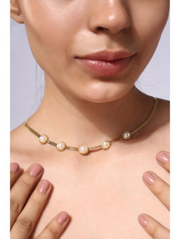 MINJI AND CO. - Gold Plated Pearl Adjustable Necklace Elegant Minimal Design