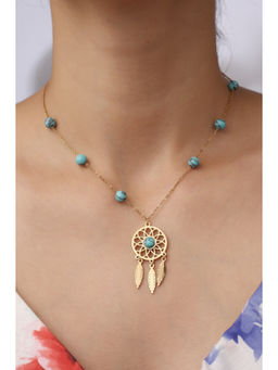 MINJI AND CO. - Gold Plated Turquoise Stone Adjustable Necklace