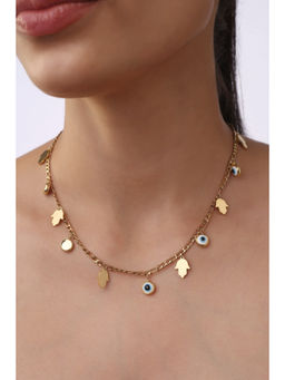 MINJI AND CO. - Gold Plated Evil Eye Hamsa Hand Adjustable Necklace