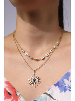 MINJI AND CO. - Gold Plated Evil Eye Adjustable Necklace