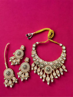 Rebekah - Royal Polka Pearl Bridal Set Studded with Kundan and Stones