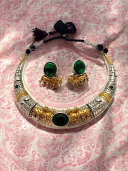 Rebekah - Swarna Vahan Tribal Torque Oxidized Jewellery Set