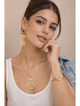 Jazz and Sizzle - Gold Finish Tree of Life Adjustable Jewellery Set