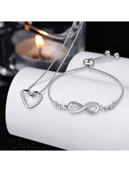Jazz and Sizzle - Elegant Infinity Love Necklace & Bracelet and Heart Adjustable Jewellery Set