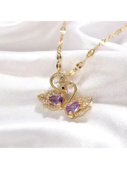Jazz and Sizzle - Copper Purple Crystal Butterfly Necklace - Gold Plated Elegant Jewellery