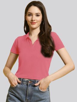 Twenty Dresses by Nykaa Fashion - Womens Casual Knitted Pink Lycra Top