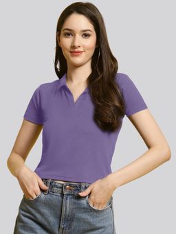 Twenty Dresses by Nykaa Fashion - Womens Casual Knited Lavender Lycra Top