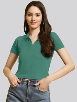 Twenty Dresses by Nykaa Fashion - Womens Casual Knited Green Lycra Top