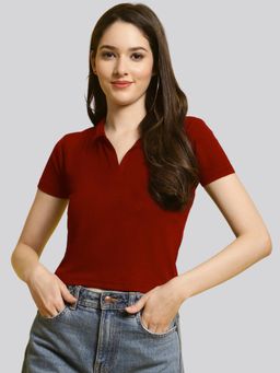 Twenty Dresses by Nykaa Fashion - Womens Casual Knited Maroon Lycra Top