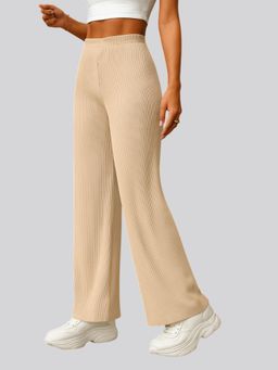 Twenty Dresses by Nykaa Fashion - Womens Cream Cotton Straight Fit Everyday Trouser