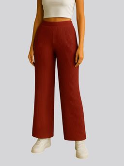 Twenty Dresses by Nykaa Fashion - Womens Brown Cotton Straight Fit Everyday Trouser