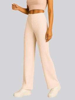 Twenty Dresses by Nykaa Fashion - Womens Off White Cotton Straight Fit Everyday Trouser