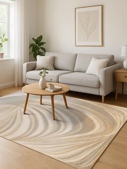 OBSESSIONS - Abstract Antistatic Beige and Brown Machine Made Carpet (4X6 Feet)