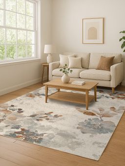 OBSESSIONS - Floral Antistatic Beige and Rust Machine Made Carpet (4X6 Feet)