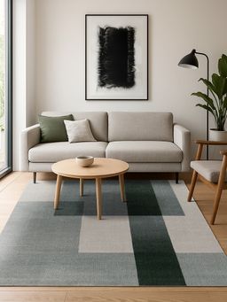 OBSESSIONS - Geometric Antistatic Olive and Beige Machine Made Carpet (4X6 Feet)