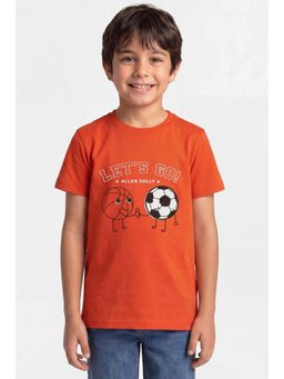 Allen Solly - Boys Orange Regular Fit Printed Crew Neck T-Shirt