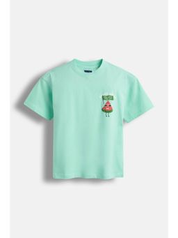 Allen Solly - Boys Light Blue Graphic Print Crew Neck T-Shirt