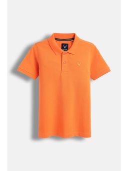 Allen Solly - Boys Orange Regular Fit Solid Polo T-Shirt