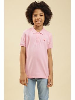 Allen Solly - Boys Pink Regular Fit Textured Polo T-Shirt