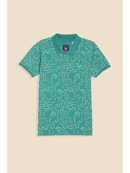 Allen Solly - Boys Green Printed Polo T-Shirt