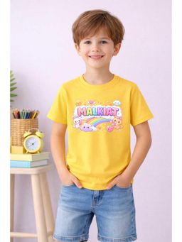 MALKIAT - Boys Yellow Candy Rainbow Cuties Printed Cotton T-Shirt