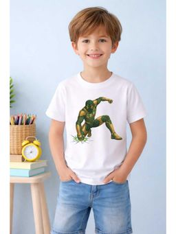 MALKIAT - Boys White Superforce Kids Printed Cotton T-Shirt