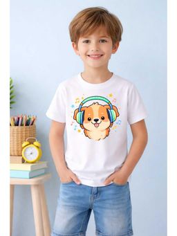 MALKIAT - Boys White Little Dj Penguin Printed Cotton T-Shirt