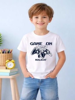 MALKIAT - Boys White Gamemode Printed Cotton T-Shirt