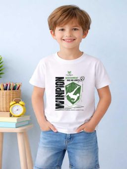 MALKIAT - Boys White Kickforce Printed Cotton T-Shirt