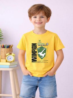 MALKIAT - Boys Yellow Kickforce Printed Cotton T-Shirt