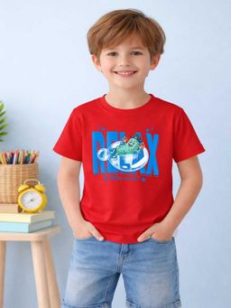 MALKIAT - Boys Red Bubble Mood Printed Cotton T-Shirt