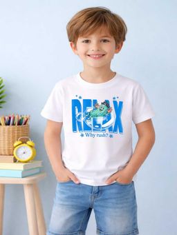 MALKIAT - Boys White Bubble Mood Printed Cotton T-Shirt