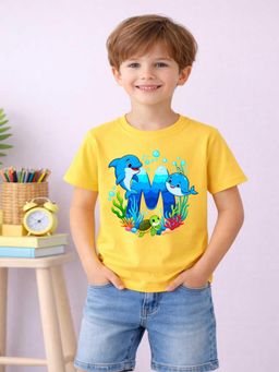 MALKIAT - Boys Yellow Aqua Joy Printed Cotton T-Shirt