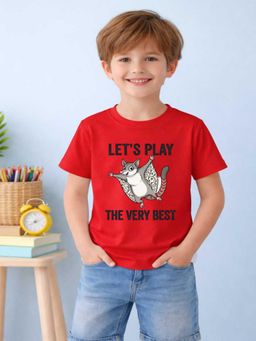 MALKIAT - Boys Red Play Glider Printed Cotton T-Shirt