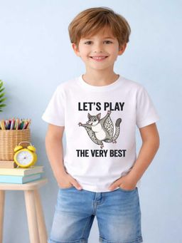 MALKIAT - Boys White Play Glider Printed Cotton T-Shirt