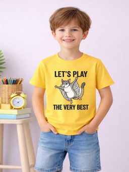 MALKIAT - Boys Yellow Play Glider Printed Cotton T-Shirt