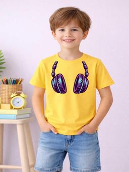 MALKIAT - Boys Yellow Beatx Printed Cotton T-Shirt