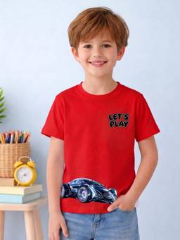 MALKIAT - Boys Red Future Motion Gt Printed Cotton T-Shirt