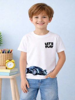 MALKIAT - Boys White Future Motion Gt Printed Cotton T-Shirt