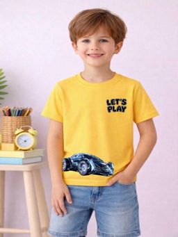 MALKIAT - Boys Yellow Future Motion Gt Printed Cotton T-Shirt